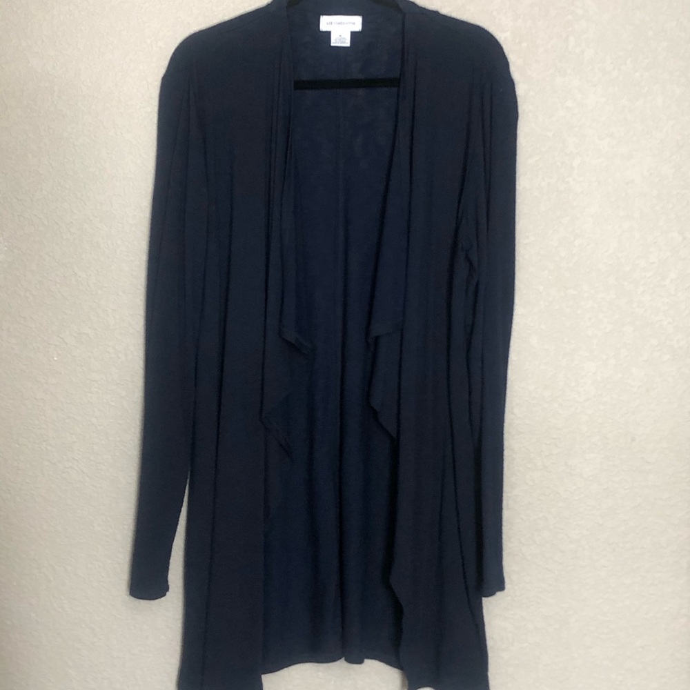 Blue open front cardigan